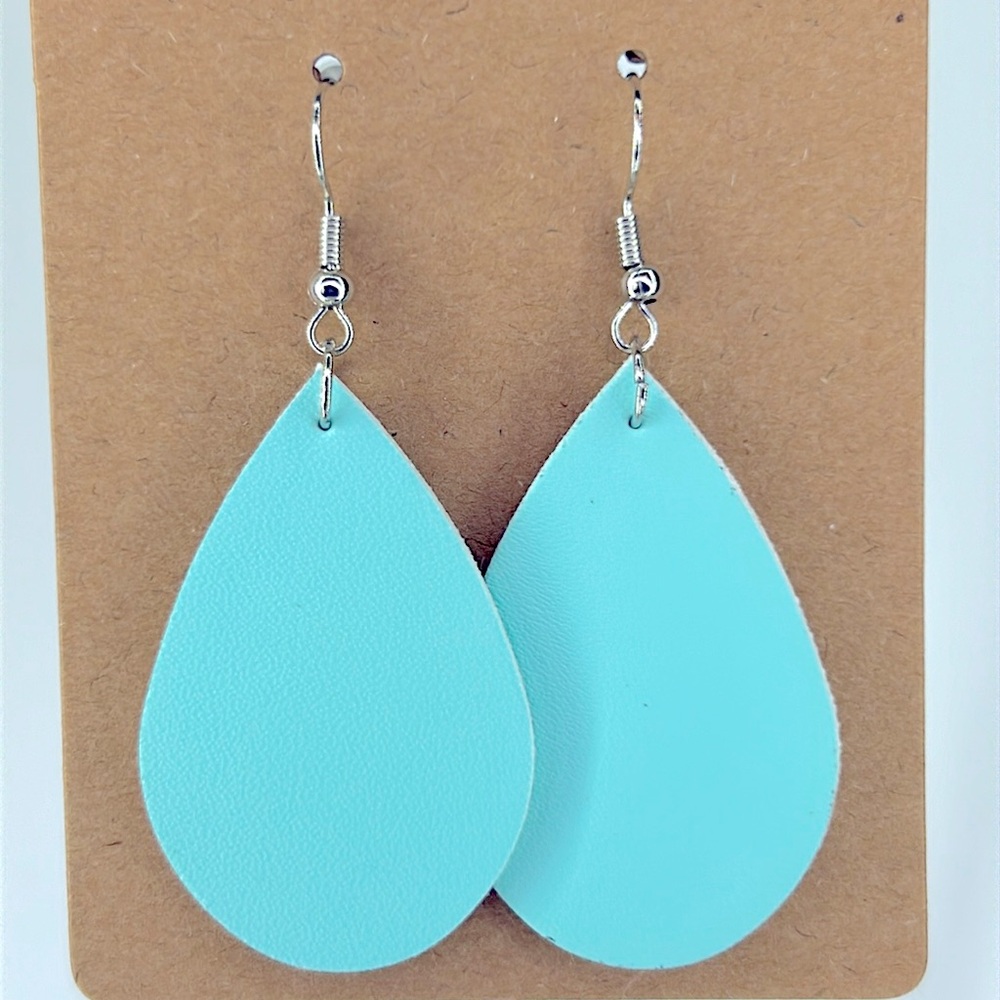 *LAST SET* Mini Faux Leather Teardrop Earrings Fashion Jewelry